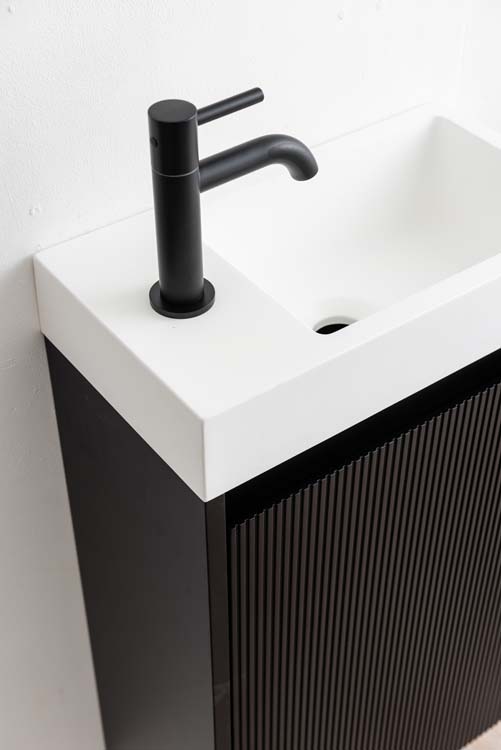 Meuble WC Windsor2 noir lavabo blanc brillant 400mm