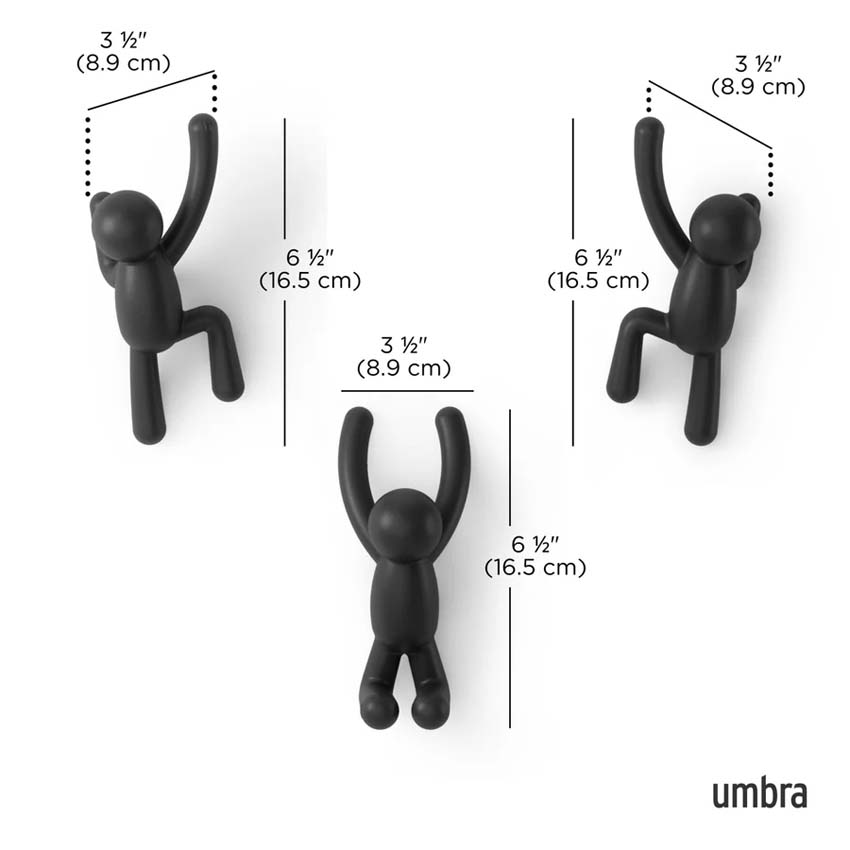 Ensemble de 3 patères Umbra Buddy noir