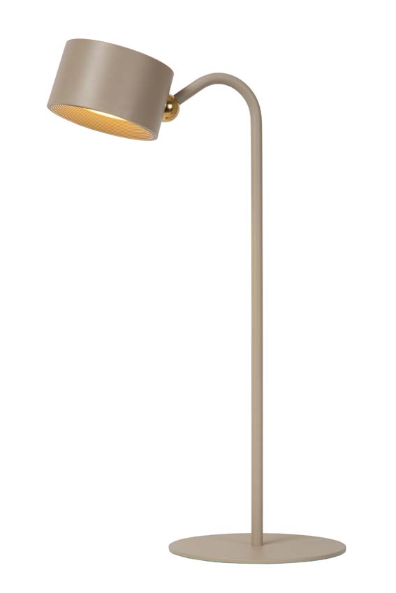 Lucide JOLAN - Lampe de bureau Rechargeable - Batterie/Piles - LED Dim to warm - 1x3,5W 2700K/5700K - Taupe