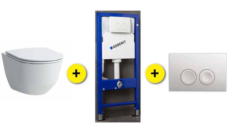 Toiletset Laufen Pro wit incl wc-bril + inbouwres UP100 + drukpl wit