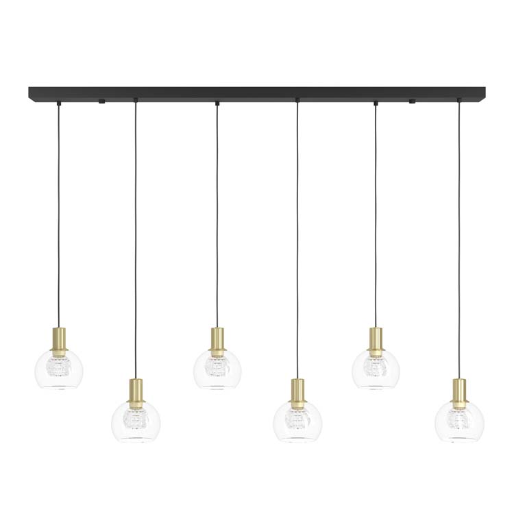 Lampe suspendue 6 lampes noir-or 3000K dimmable