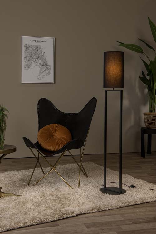 Vloerlamp - Ø 26 cm - 1xE27 - Zwart