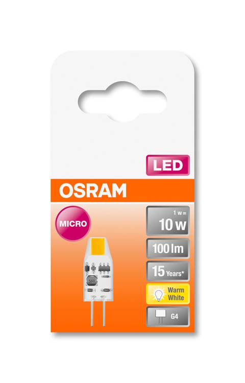 LED insteeklamp  mic10 G4 1W warm wit