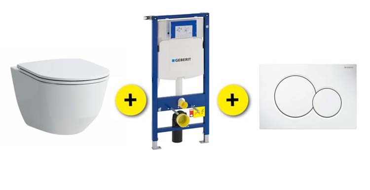 Toiletset Laufen Pro wit incl wc-bril + inbouwres UP320 + drukpl wit