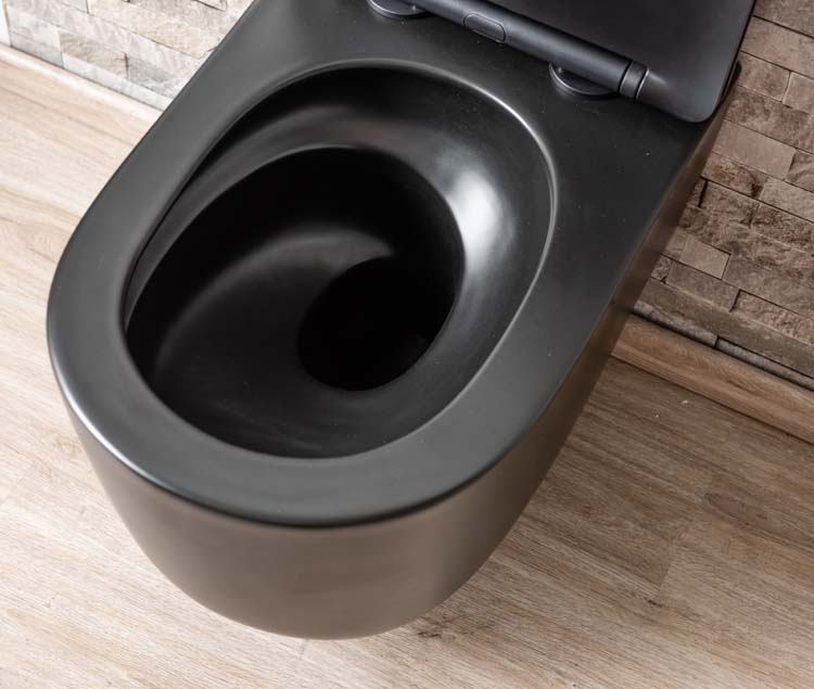 Toilette suspendu Gomez flush tornade sans rebord noir siège de wc 