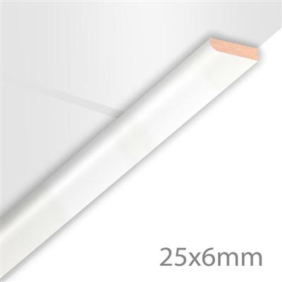 Moulure d'axe mdf 6x25x2600mm - Super blanc brillant