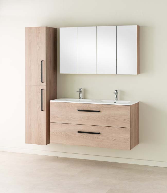 Meuble de salle de bain Chêne Bison 1200 mm lavabo mat