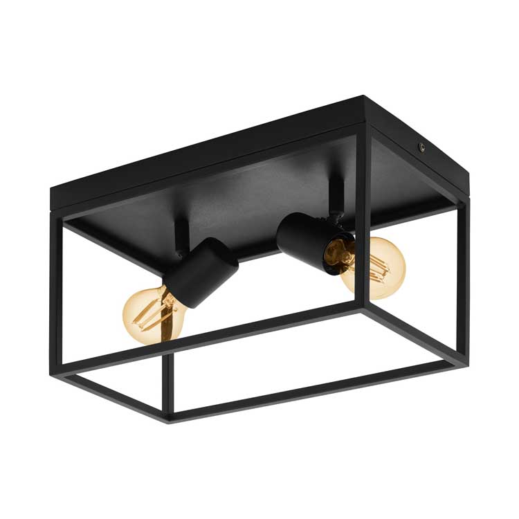 Plafondlamp E27 - 36x18cm - 2x40W - Zwart