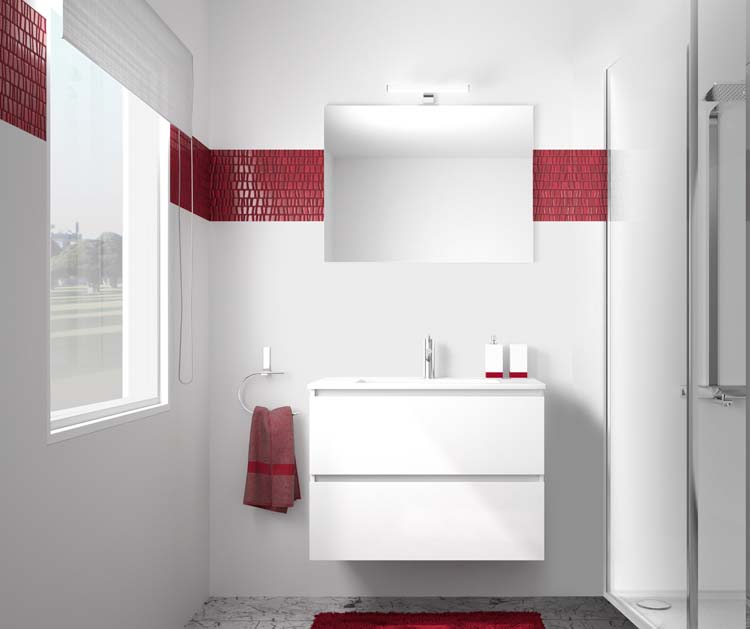 Meuble de salle de bains Roma 80cm + miroir + éclairage