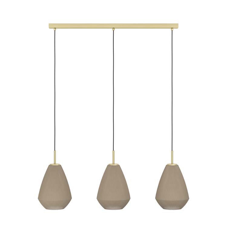 Hanglamp Rola 3xE27 L90CM taupe glas/mat goud