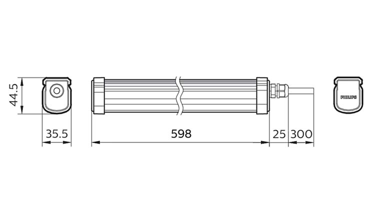 Armature LED imperméable gris IP65 60 cm 1700 lumen 6500K