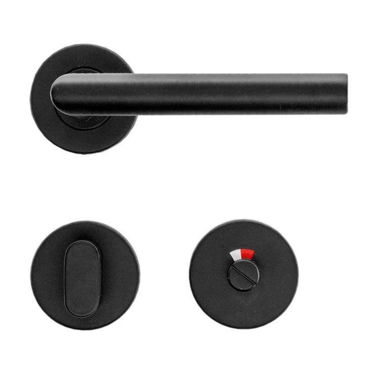 Poignée de porte  belluno 19mm class 3 noir avec serrure toilette