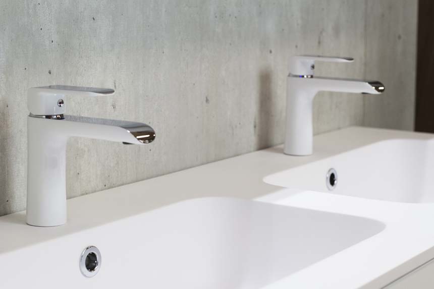 Meuble salle de bain Puro blanc mat 1400 mm lavabo mat