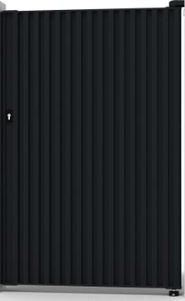 Enkele draaipoort Line Up alu zwart rechts 100x175cm