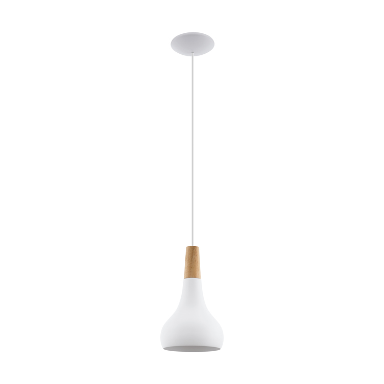 Luminaire suspendue - E27 - 60 Watt - Blanc/brun bois