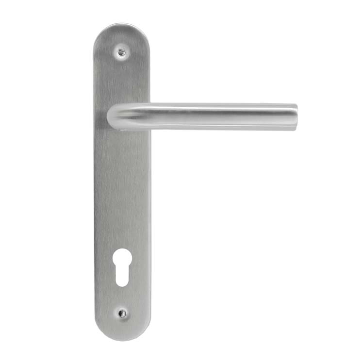 Poignée de porte lucera 19mm inox plus sur bouclier avec cylindre