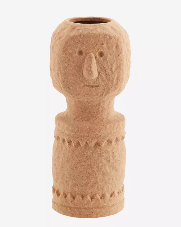 Vaas Face stoneware matt indian tan (voor droogbloemen)