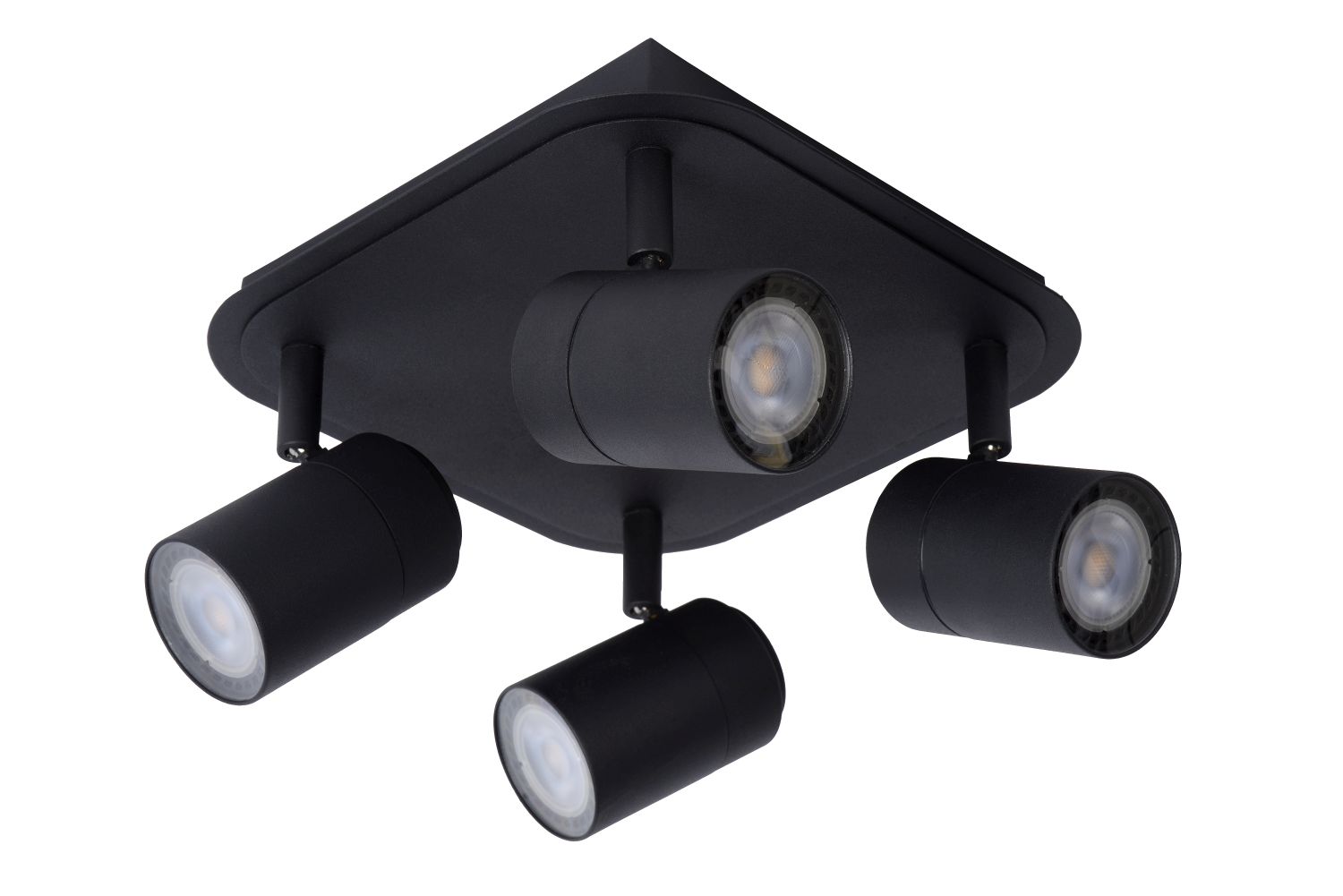 LENNERT - Spot plafond Salle de bains - LED Dim. - GU10 - 4x5W 3000K - IP44 - Noir