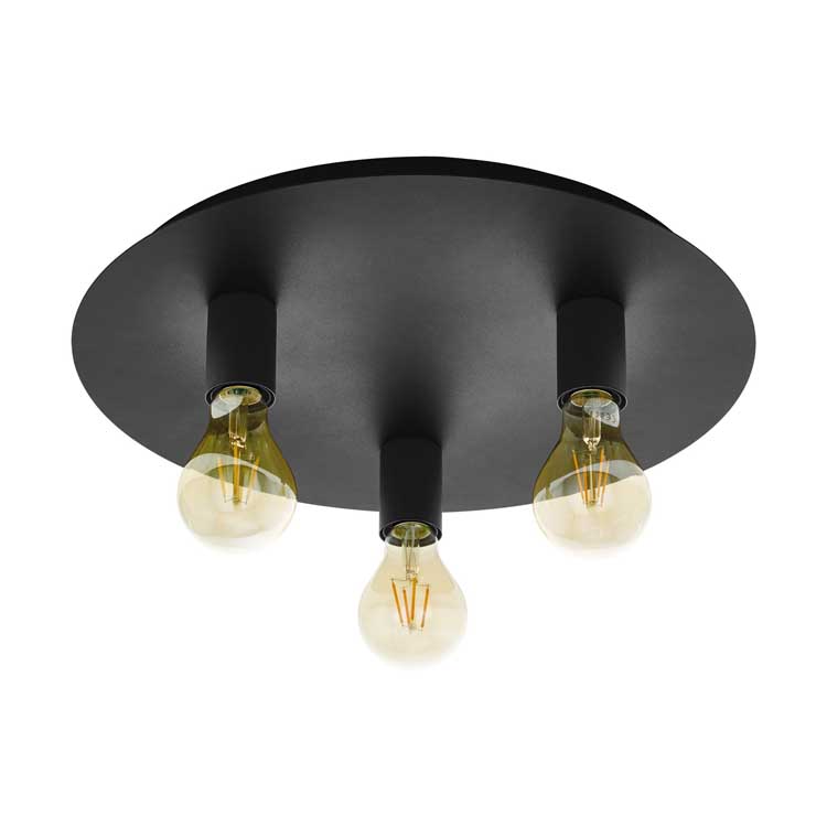 Plafondlamp E27 - 3x60W - Ø45cm - Zwart