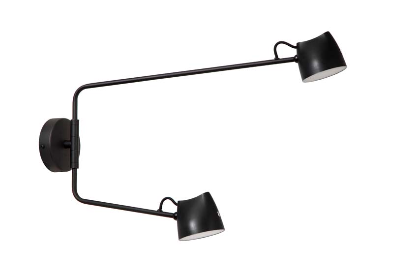 Lucide MILNE - Wandlamp - LED Dimb. - 2x8W 2700K - Zwart