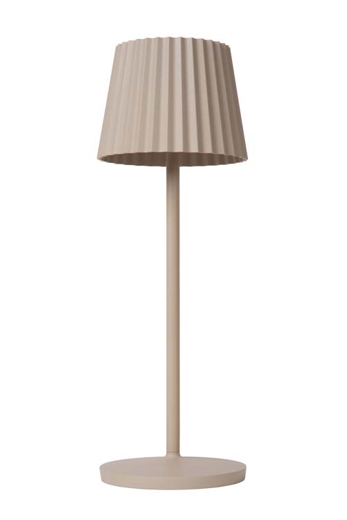 JUSTINE - Oplaadbare Tafellamp Buiten - Accu/Batterij - LED Dimb. - 1x2W 2700K - IP54 - Met draadloos oplaadstation - Beige