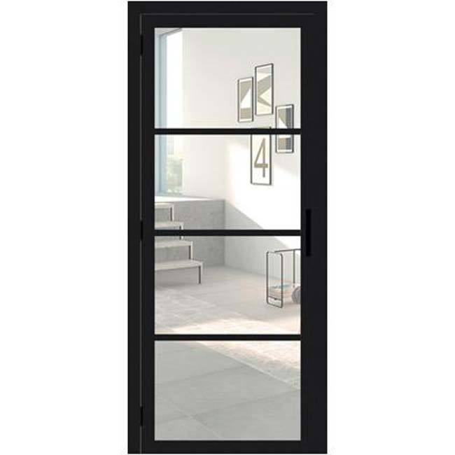 Bloc-porte 63cm steel look feeling black 4R verre clair 201.5cm