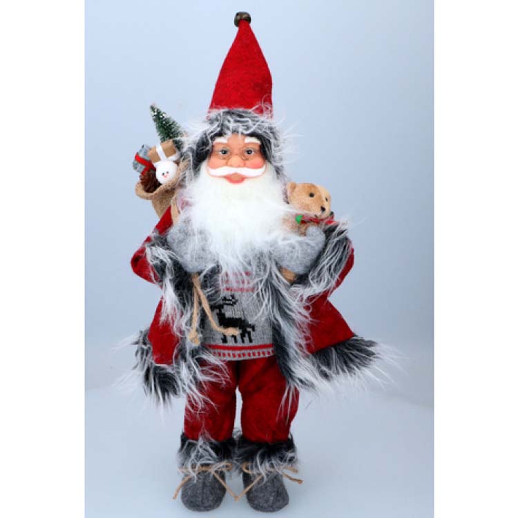 Kerstfiguur Santa 46 cm beer en cadeautjes