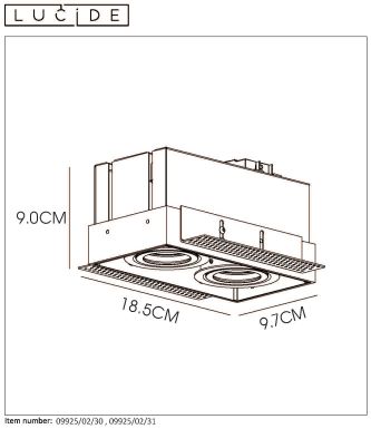 TRIMLESS Spot encastrable 2xGU10/50W Blanc