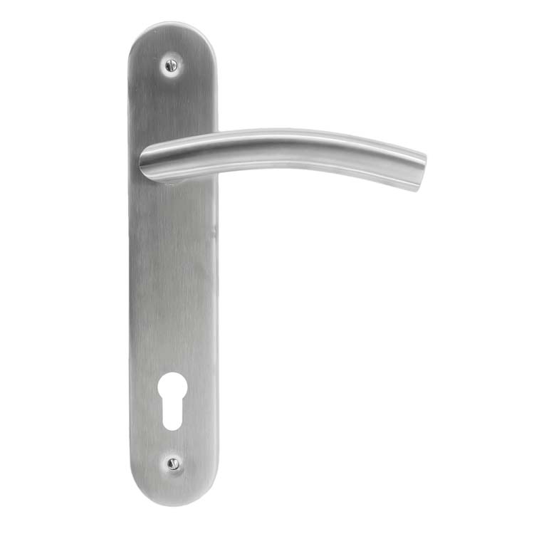 Poignée de porte bellagio 19mm inox plus sur bouclier avec cylindre