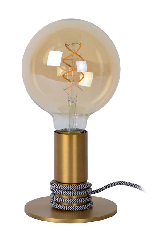 Tafellamp - E27 - H12cm - Mat Goud + textiel snoer