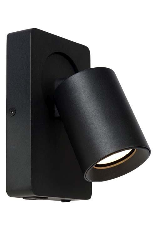 Lucide NIGEL - Wandspot - GU10 - 1x5W - Met USB oplaadpunt - Zwart