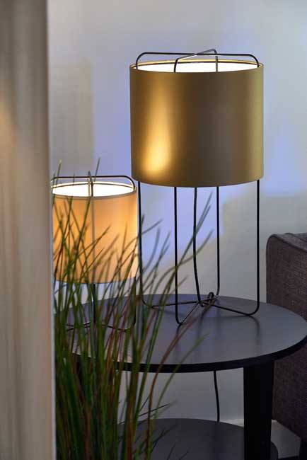 Lampe de Table Grande - Noir - Capuche Or - H 60cm