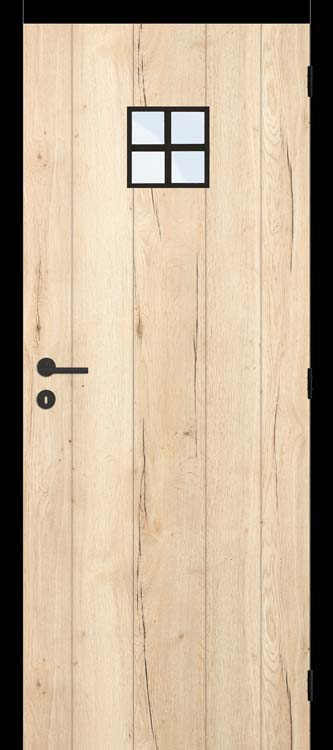 Complete deur tube 78cm rw oak planken 4500 mat glas+zw.kast 201.5cm
