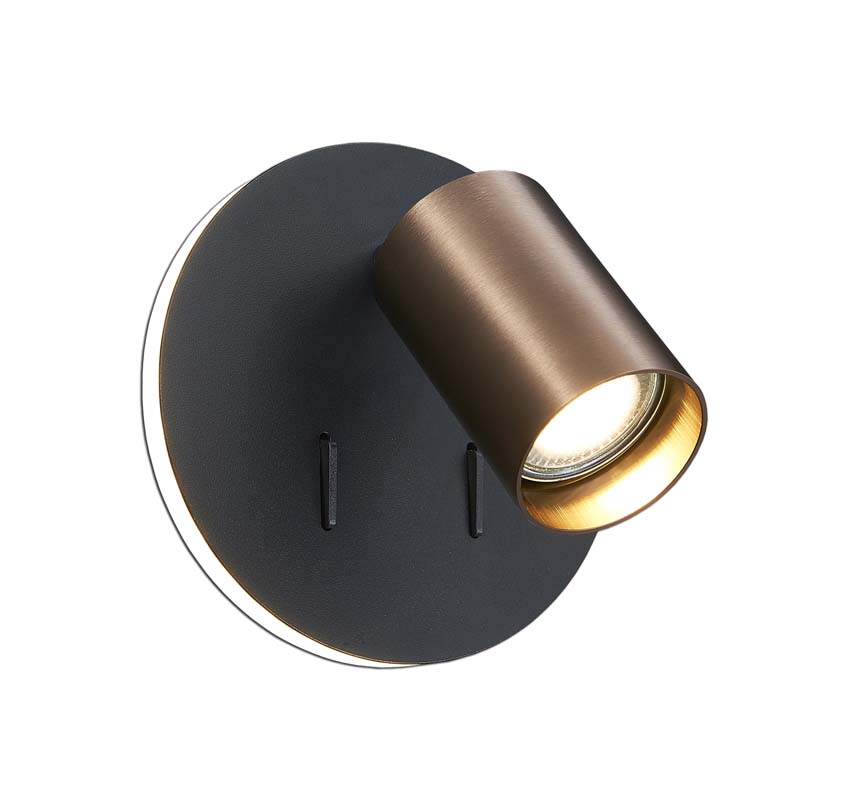 Applique murale - led intégré + GU10 - noir-bronze