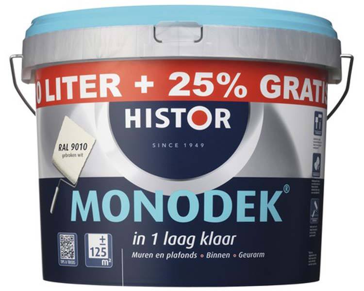 Histor Monodek ral 9010 mat 10L+2,5L GRATUIT