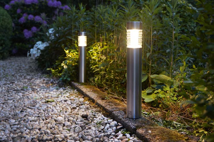 Solar tuinlamp met grondspei Napels chroom 5 lumen