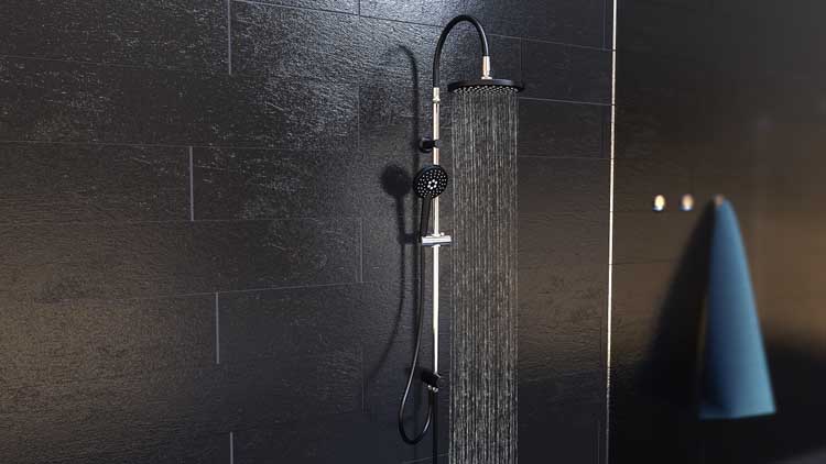 Set de douche avec douche principale Fons chrome/noir