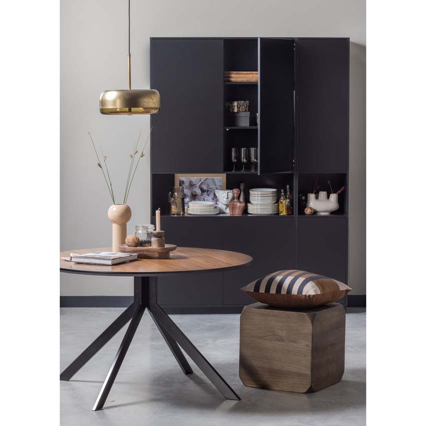 Tafel Tim uit MDF met fineerlaag walnoot rond bruin Ø120cm