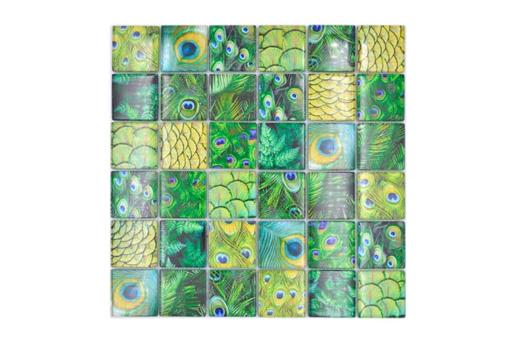 Mozaïek glas Wildlife groen medium 29,8 x 29,8 cm
