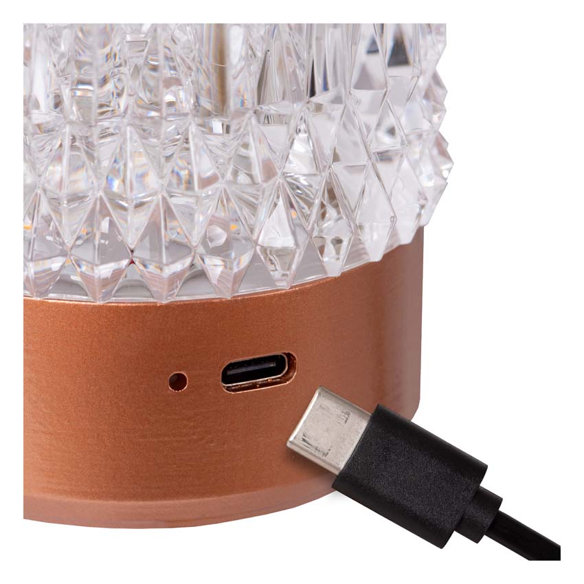 Lucide LILY - Lampe de table Rechargeable - Batterie/Piles - Ø 8 cm - LED Dim to warm - 1x3W 2700K/3000K - Cuivre - Ensemble de 3