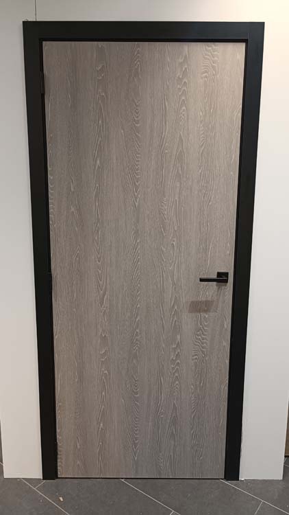 Bloc-porte fini tubulaire uran grey oak 63x201.5cm+ebras.noir 16.5cm