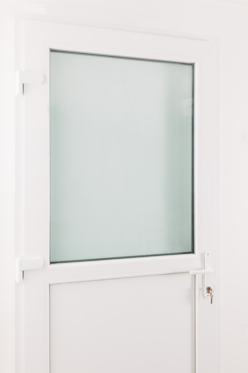 Porte extérieure demi-vitrée PVC blanc 3D vitrage clair 980x2180 G