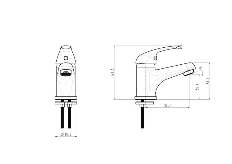 Wastafelkraan Annette 12,15cm chroom