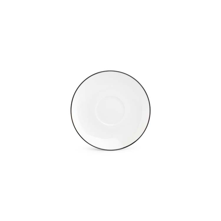 Ondertas voor mokkakopje Black Rim basic white 12,5 cm