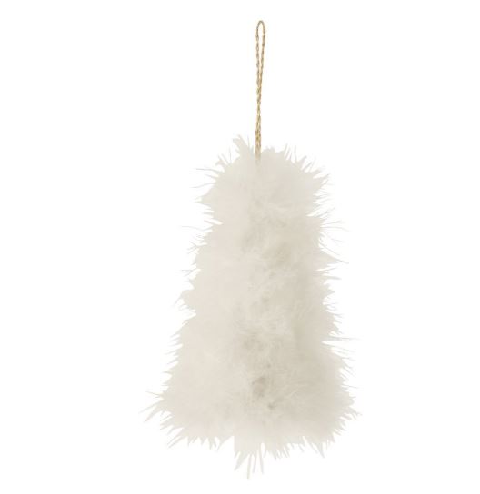 Décoration de sapin de Noël pendentif plumes blanc 9 x 14 cm