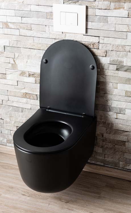 Toilette suspendu Gomez vortex flush sans rebord noir mat siège de wc 