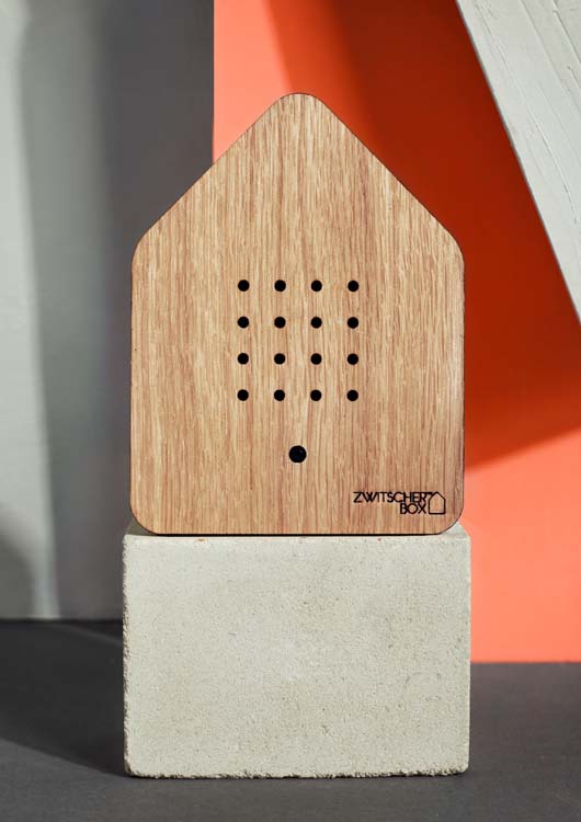 Zwitscherbox - Tjilpbox vogelgeluiden met sensor - eik hout