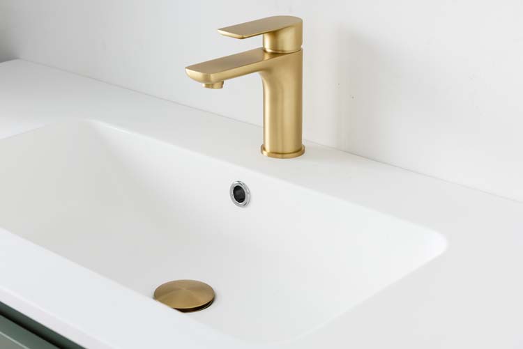 Meuble de salle de bain Dotan eucalyptus vert 120 cm lavabo blanc mat