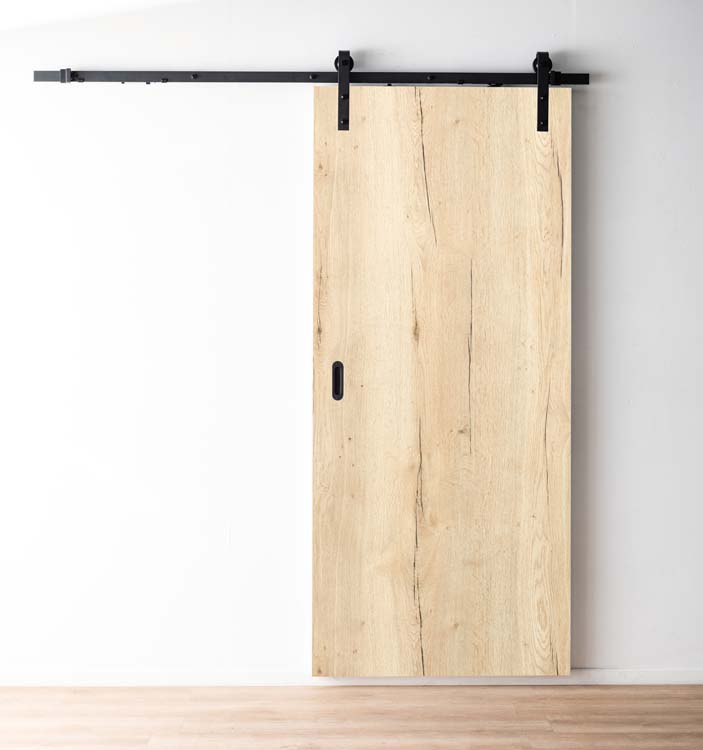 Schuifdeur realwood oak+rail robust zwart 93x211.5cm