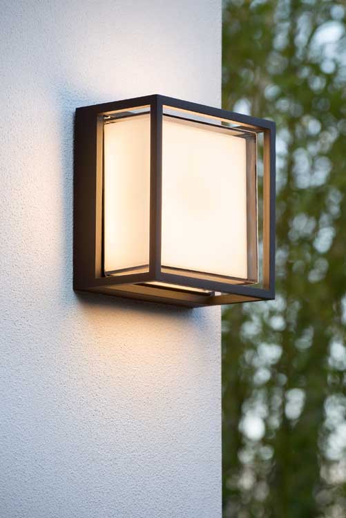Lucide SINGA LED - Wandlamp Buiten - LED - 1x9,6W 2700K - IP54 - Zwart